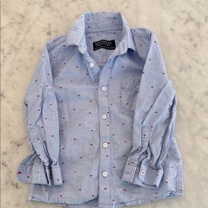 Mayoral Light Blue Button Down Shirt with Red fish